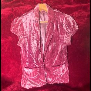 Fang -medium short sleeved brushed velvet dusty rose little jacket